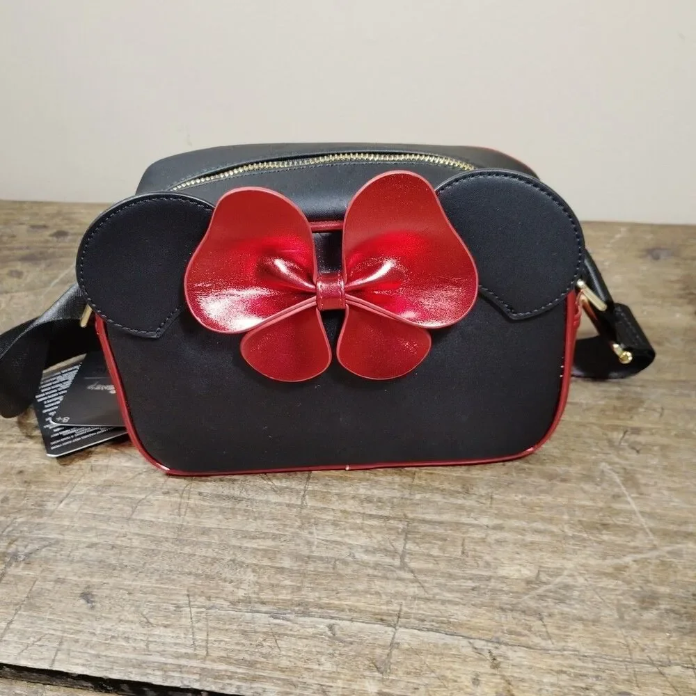 Loungefly Disney Minnie Mouse Purse Black Red Bow Ears Crossbody Bag NWT
